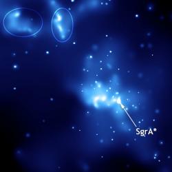 SgrA* - supermasivní černá díra Mléčné dráhy. Kredit: NASA.