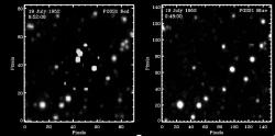 Záhadné zmizení po necelé hodině. Kredit: . Kredit: Palomar Observatory/Solano, et al. (2023).