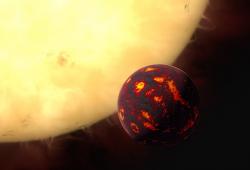 Pekelný svět 55 Cancri e. Kredit: ESA/Hubble, M. Kornmesser.
