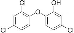 Triclosan, také triklosan, neboli 5-chlor-2-(2,4-dichlorfenoxy)fenol. Pokusy na zvířatech prokázaly jeho neblahé působení na změny v hladinách testosteronu, estrogenu a hormonů štítné žlázy. Není důvod, proč by u člověka neměl mít obdobné neblahé dopady na neplodnost a nejspíš i rakovinu, ačkoliv se dlouho myslelo, že ta by měla být z kola venku.