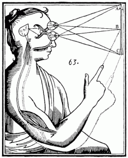 Descartův náčrtek dualismu. Kredit: 	René Descartes.