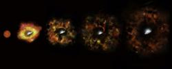 Zánik hvězdy N6946-BH1 o hmotnosti 25 Sluncí. Kredit: NASA, ESA, and C. Kochanek (OSU).