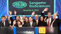 Sangamo Biosciences slaví. Kredit: Nasdaq.