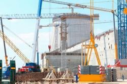 Výstavba jaderných bloků elektrárny Ostrovec v Bělorusku (zdroj BELTA).