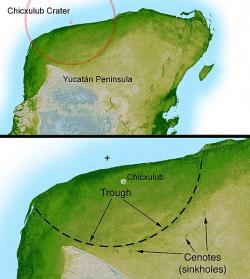 Kráter Chicxulub na Yucatánu. Kredit: NASA/JPL-Caltech.