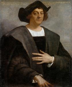 Portrét muže o němž se soudí, že to byl Kryštof Kolumbus. Nejspíš to byl on a jeho posádka, která po návratu z Nového světa obšťastnila Evropu nemocí syfilis.