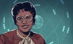 Gladys West na pozadí se svým největším úspěchem, satelitní navigací GPS. Zdroj: https://cdn.sparkfun.com/