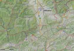 Megonky (červený bod) cca cca 11 km směrem na jih od Návsí. Kredit: Mapy na Seznam.cz