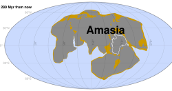 Amasia, za 280 milionů let. Kredit: Curtin University.