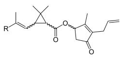 Allethrin -  jeden ze synteticky vyráběných a v praxi široce využívaných pyrethroidů spouští v lidských buňkách proces vedoucí k apoptóze. Kredit: Volné dílo.