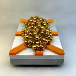 Evoluční čip vytvořený z nanočástic zlata. Kredit: University of Twente.