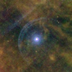 Betelgeuse na infračerveném snímku teleskopu Herschel. Kredit: L. Decin / University of Leuven / ESA.