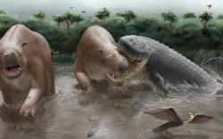 Purussaurus v akci. Kredit: Miguel Hernandez.