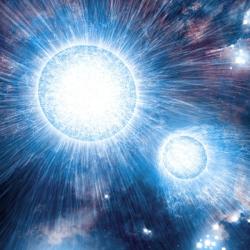 Bouřlivé hvězdné vichry v masivní dvojhvězdě. Kredit: NASA / C. Reed.
