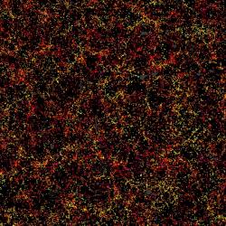 Řez strukturou vesmíru v datech programu BOSS. Kredit: Daniel Eisenstein & SDSS-III.