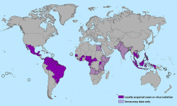 Mapa výskytu vírusu Zika. Kredit: CDC