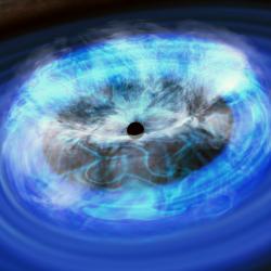 Korona supermasivní černé díry. Kredit: RIKEN.
