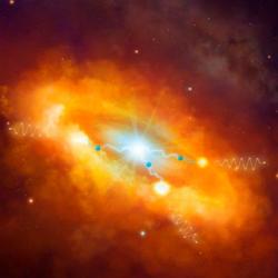 Je zdrojem extrémního kosmického záření supermasivní černé díra? Kredit: Mark A. Garlick/ H.E.S.S. Collaboration.