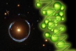 Kvantový simulátor napodobí gravitační čočku. Kredit: NASA, Vienna University of Technology.