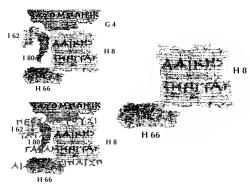 Papyrus Derveni, sestavení závěru sloupce IV z menších fragmentů. Kredit: https://chs.harvard.edu/CHS/article/display/5684, Wikimedia Commons. Public domain.