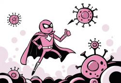 Superuniverzální vakcína. Kredit: SM & ZonerAI. Superuniverzální vakcína. Kredit: SM & ZonerAI.