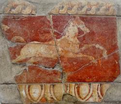 Freska z Délu, která se mírně podobná těm pozdějším z Pompejí. Kolem roku 100 před n. l. Archeologické muzeum na Délu. Kredit: Olaf Tausch, Wikimedia Commons. Licence CC 3.0.