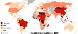 Prevalence virové hepatitidy typu C (Kredit: WHO)