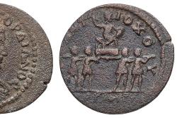 Procesí se sochou Héfaista na minci z Magnézie nad Meandrem, 238 až 244 n. l. Münzkabinett, Berlin, 2353693. Kredit: Reinhard Saczewski, Wikimedia Commons. Licence CC 1.0.