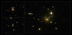 Rádiové galaxie 3C 297, 3C 454.1 a 3C 356 (vpravo), které byly součástí studie. Kredit: NASA, ESA, M. Chiaberge (STScI).