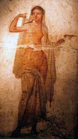 Hermafrodítos na fresce z Herculanea, 1 až 50 n. l. Museo Archeologico Nazionale di Napoli, inv. 9224. Kredit: AlMare, Wikimedia Commons. Public domain).