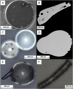 Různé typy hirošimského skla. Kredit: Asset et al. (2024), Earth and Planetary Science Letters.