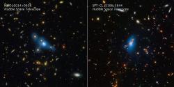 Modrá barva uměle zvýrazňuje záři hvězd mezi galaxiemi kupy. Kredit: NASA, ESA, STScI, James Jee (Yonsei University).