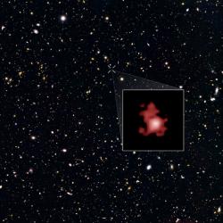 Galaxie GN-z11. Kredit: NASA, ESA & P. Oesch (Yale University)