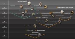 Evoluce našich příbuzných. Čedarský muž se svým věkem pouhých deseti tisíc let, náleží k Homo sapiens. Kredit: Natural History Museum, London. 