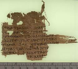 Papyrus Oxyrhynchus 3522. Fragment opisu řeckého překladu knihy Jób (42,11-12) z ranějšího 1. století před n. l. Sackler Library, Oxford. Kredit: University of Oxford, Wikimedia Commons. Public domain.