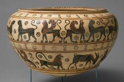 Proto-korintská nádoba (dinos; 305 mm), 630 až 615 před n. l. Metropolitan Museum of Art, New York, 1997.36. Kredit: Ismon, Wikimedia Commons. Licence CC 4.0.