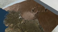 Topografie kráteru Hiawatha. Kredit: NASA's Scientific Visualization Studio / Wikimedia Commons.