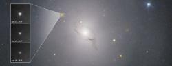 Fotografie optického signálu ze zdroje gravitačních vln pořídil Hubbleův teleskop. (Zdroj NASA)