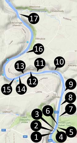 mapa základních zastavení stezky - jejich počet se ale
bude rozšiřovat v závislosti na tom, kolik se sejde prostředků