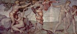Michelangelovo ztvárnění prvotního hříchu v křesťanské teologii, který se předává člověku v okamžiku početí a přechází z generace na generaci. Sixtinská kaple 1508 - 1512.