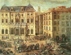 Náměstí před radnicí v Marseille během morové epidemie v roce 1720. Malíř Michel Serre (1658-1733) Kredit: Robert Valette, Wikimedia commons CC-BY-4.0