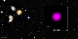 Galaxie Mrk 462. Kredit: X-ray: NASA/CXC/Dartmouth Coll./J. Parker & R. Hickox; Optical/IR: Pan-STARRS.