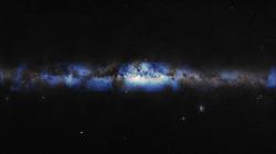 „Snímek“ Mléčné dráhy optikou neutrin. Kredit: IceCube Collaboration/U.S. National Science Foundation (Lily Le & Shawn Johnson)/ESO (S. Brunier).