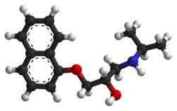 Molekula propranololu. Kredit: Margoz, C BY-SA 3.0