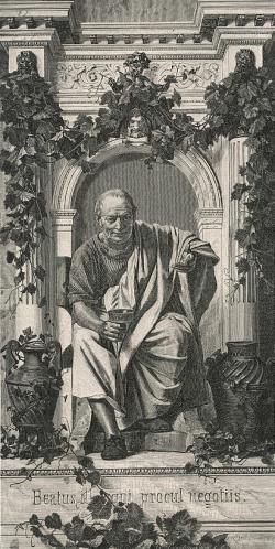 Quintus Horatius Flaccus - filosof, spisovatel a básník zlatého věku římské poezie. (65 - 8 př. n. l.).  (Kredit: Anton von Werner).