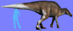 Rekonstrukce možného vzezření velkého ornitopodního dinosaura z kladu Styracosterna, pozdně křídového druhu Orthomerus weberae (či Riabininohadros weberae). V současnosti je tento dávný býložravec jediným formálně pojmenovaným taxonem neptačího dinosaura z území Ukrajiny. Kredit: Nobu Tamura; Wikipedie (CC BY-SA 4.0)