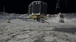 Pokud by modul Philae k přímému zkoumání kometárního jádra neselhal, mohly jsme mít poznatků o složení komety mnohem více.  (Kredit: DLR, ESA, CC-BY 3.0)