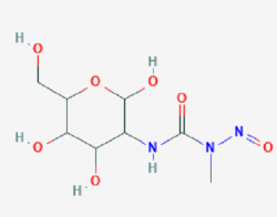 Streptozotocin (C8H15N3O7 ,  2-Deoxy-2-(3-methyl-3-nitrosoureido)-D-glucopyranose).