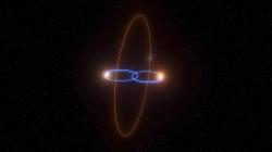 Bizarní oběžná dráha exoplanety 2M1510 (AB) b. Kredit: L. Calçada/ESO.