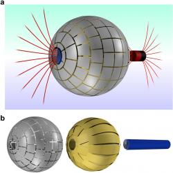 Magnetická červí díra a její tři vrstvy. Kredit: Prat-Camps et al. (2015), Scientific Reports.